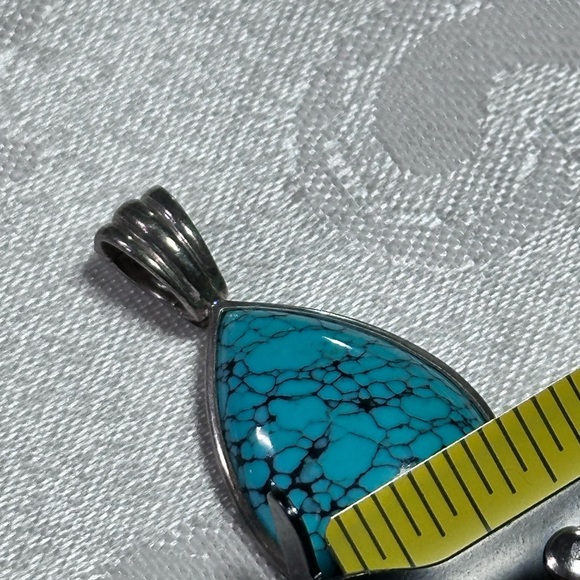WK Whitney Kelly Turquoise Pendant Teardrop Shaped 925 Sterling 5423 B - Picture 8 of 12